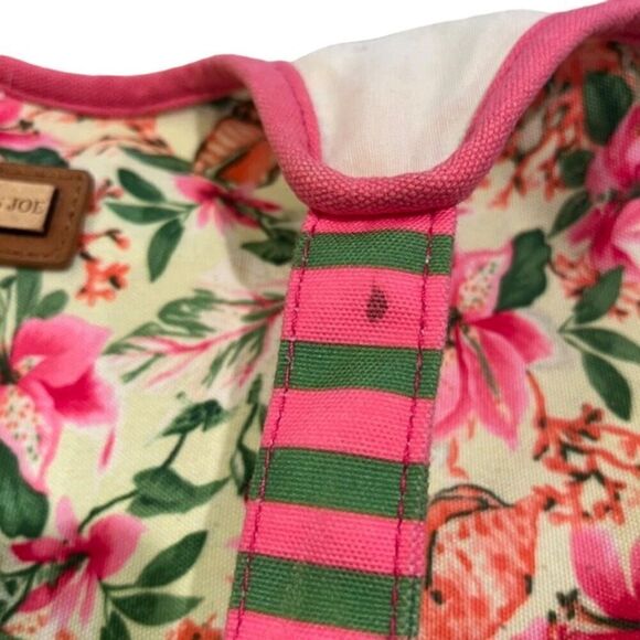 Caribbean Joe Coral Floral Hobo Bag with Striped Handles - Picture 7 of 15